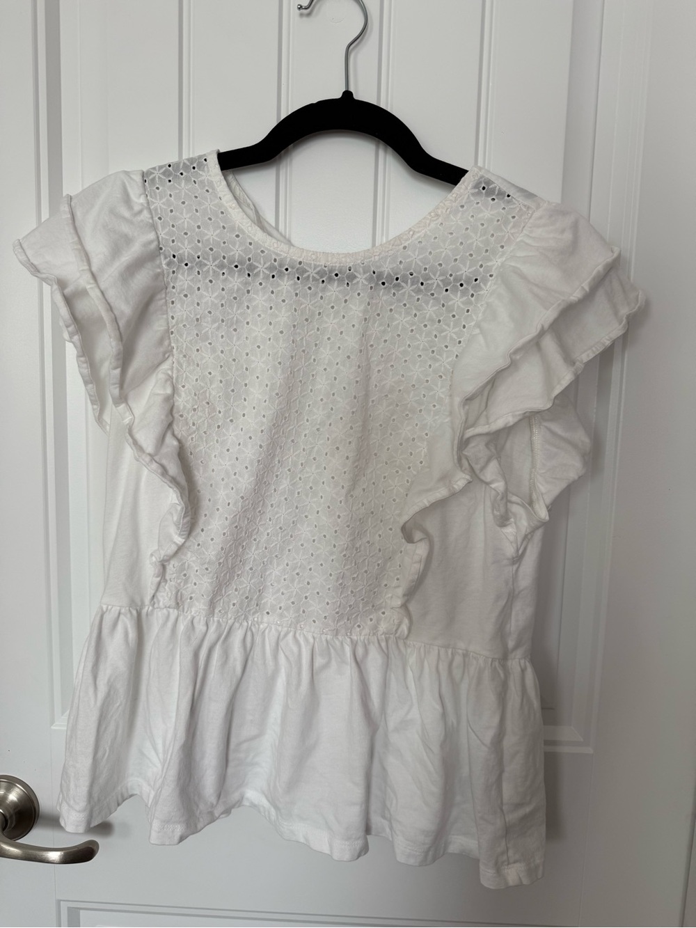 GAP White Eyelet Ruffle Top